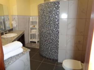 基苏木The Clarice House的带淋浴、卫生间和盥洗盆的浴室