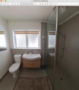 派西亚Paihia Star Motel的浴室配有卫生间、盥洗盆和淋浴。