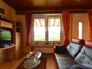 Boevange-ClervauxCozy Holiday Home in Boevange Clervaux with Garden的带沙发和窗户的客厅