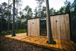 RooslepaÖÖD Hötels Rooslepa - FIKA, MYSA , SKÖNT-with sauna的树林中的小木舱,有两棵树