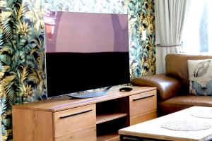 开普敦Rockwell 304的客厅的木架上配有平面电视