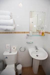 伯恩茅斯罗斯科尔特成人酒店的白色的浴室设有卫生间和水槽。