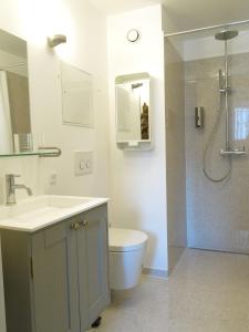 哥本哈根哥本哈根1185号公寓的一间带水槽、卫生间和淋浴的浴室