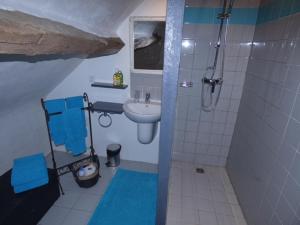 希农吉维尔庄园酒店的带淋浴、盥洗盆和卫生间的浴室