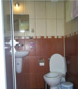 内塞伯尔Guest House Antoaneta的一间带卫生间和水槽的浴室