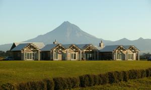 新普利茅斯Taranaki Country Lodge的山地房子