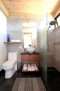 马坦萨斯Lodge Alas de Matanzas的一间带水槽和卫生间的浴室