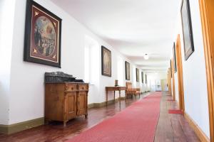 布伦纳山口附近马特赖Maria Waldrast的地板上一个红色地毯的空走廊