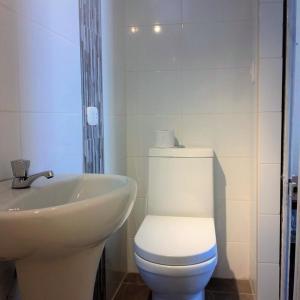 马丘比丘Machupicchu Guest House的浴室配有白色卫生间和盥洗盆。