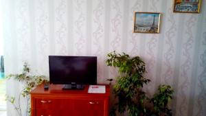切尔尼戈夫Apartment on Prospekt Peremogi的电视坐在红色梳妆台上