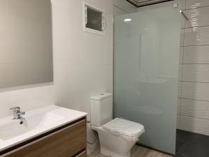 欧特斯Casa Madrileños的浴室配有卫生间、盥洗盆和淋浴。