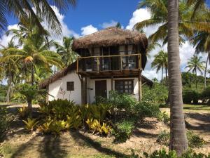 Praia dos AlgodõesPousada Mar dos Algodões - Praia de Algodões的棕榈树海滩上的房子