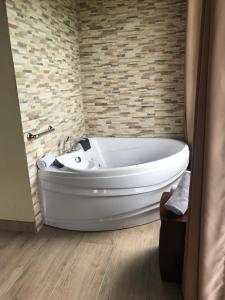 福尔图纳Arenal Roca Suites的一间位于客房内的带白色浴缸的浴室