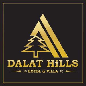 大叻Dalat Hills Hotel的酒店和别墅的标志,松树
