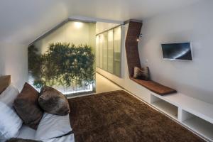 奥巴曹洛克布提克设计客房的带沙发和大窗户的客厅