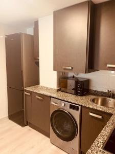 费莱乔萨Apartamento Rio San Isidro 1的厨房配有洗衣机和水槽