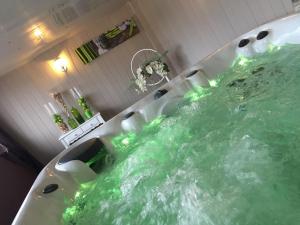 欧莱科斯欧莱科斯庄园酒店的客房内的浴缸里装满了绿水