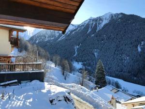 佩塞克鲁瓦Chalet de 3 chambres a Peisey Nancroix a 500 m des pistes avec terrasse et wifi的小屋享有白雪 ⁇ 的山景