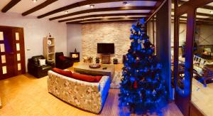 Argamasilla de AlbaCasa de Pura Cepa的客厅配有圣诞树和沙发
