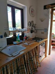 Sant'ErmoAgriturismo Campolungo的厨房配有带水槽和炉灶的台面
