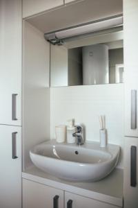 帕科坦Rasin Mobile Homes的一间带水槽和镜子的浴室