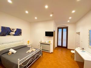 科拉托Tenuta Vigna del Noce的卧室配有一张床,墙上配有电视。