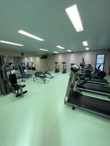 嘎林海斯港Beach class muro alto的健身房设有数台跑步机和椭圆机