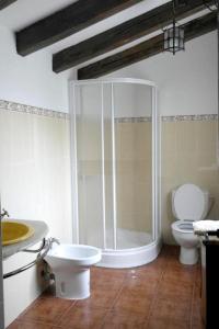 罗德里戈城3 bedrooms house with city view and enclosed garden at Ivanrey的带淋浴、卫生间和盥洗盆的浴室