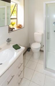 WaipapaGuinea's Rest的白色的浴室设有卫生间和水槽。
