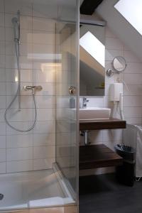 拉珀斯维尔-约纳雅各布酒店的带淋浴和盥洗盆的浴室