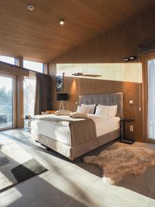 哈拉霍夫CHALEYOTT Mountain Apartments的一间卧室配有一张大床和地毯。