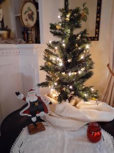 汉普顿The Victoria Inn Bed & Breakfast的圣诞树,旁边是桑塔子