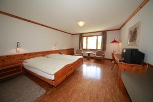 蒂芬卡斯特尔阿尔布拉&尤利尔酒店的一间卧室配有一张床和一台电视。