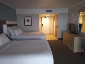 默特尔比奇大洋礁度假酒店的酒店客房设有两张床和电视。