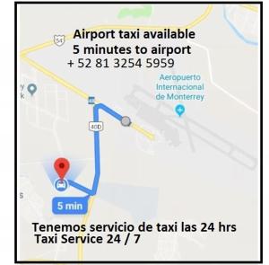 蒙特雷AIRPORT SHORT & LONG TERM EXPRESS ALMERIA x的机场出租车地图,可载客人前往机场
