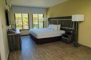 特鲁希略Rado Hotel - Quintanas的酒店客房设有床和窗户。