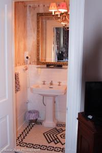 萨默维尔Flowertown Bed and Breakfast的一间带水槽和镜子的浴室