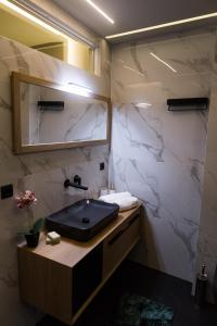 特里卡拉ASKLIPIOS LUXURY SUITE的一间带水槽和镜子的浴室