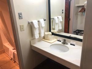 图巴城NavajoLand Hotel的一间带水槽和镜子的浴室