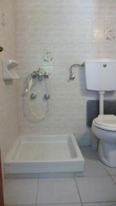 罗达亚历山德拉公寓的浴室设有淋浴,卫生间旁边设有浴缸。