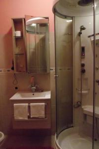 皮索涅托托尔酒店的带淋浴和盥洗盆的浴室