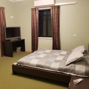 黑德梅埃斯泰Goodwin Guest House的一间卧室设有一张床、一台电视和一个窗口。