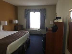 AlbanyBaymont by Wyndham Albany的酒店客房设有床和窗户。