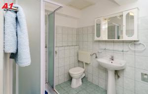 杜布罗夫尼克马雷公寓酒店的一间带卫生间和水槽的浴室