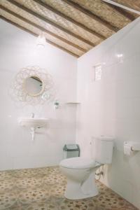 珀尼达岛Mertasari Bungalows的一间带卫生间和水槽的浴室