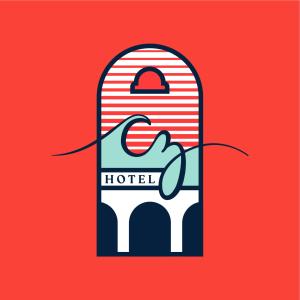 圣克鲁斯华特库Hotel CZ的红色背景的酒店标志