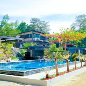 通帕蓬奇利洛夫特度假村的一座带游泳池和树木的房子