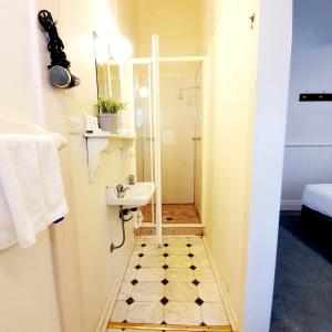 伯恩特隆斯代尔波因特朗斯代尔宾馆的一间带水槽和淋浴的小浴室