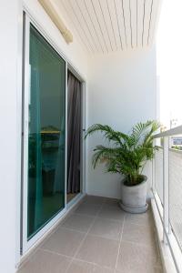 Thanya BuriMatini Premium @ Klong 1的阳台,种植了盆栽植物,设有窗户