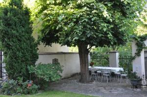 StiefernHaus Irblingweg的院子树下桌椅